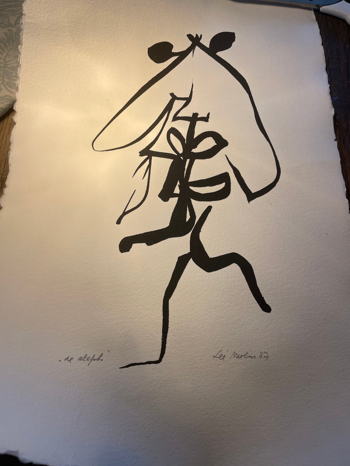 Lei Molin De Aleph' - Gesigneerde Zeefdruk uit 1987, Ophalen of Verzenden, Zeefdruk, Overige technieken, Gesigneerd