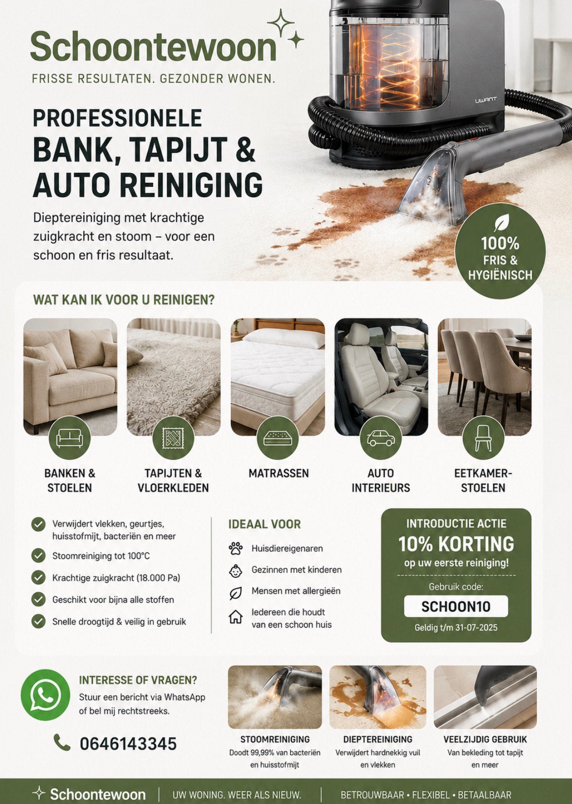 Bank, Tapijt & Auto Reiniging, Ophalen, Nieuw, Rechthoekig, 200 cm of meer