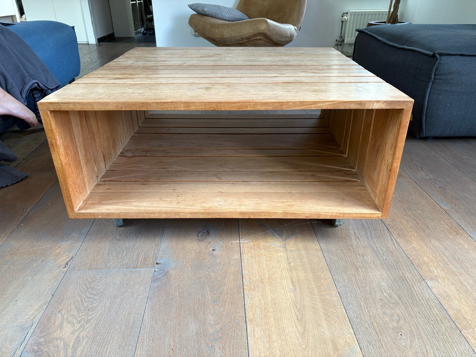 Teak houten salontafel op wielen Foucault, Ophalen, Gebruikt, 50 tot 100 cm, 50 tot 100 cm