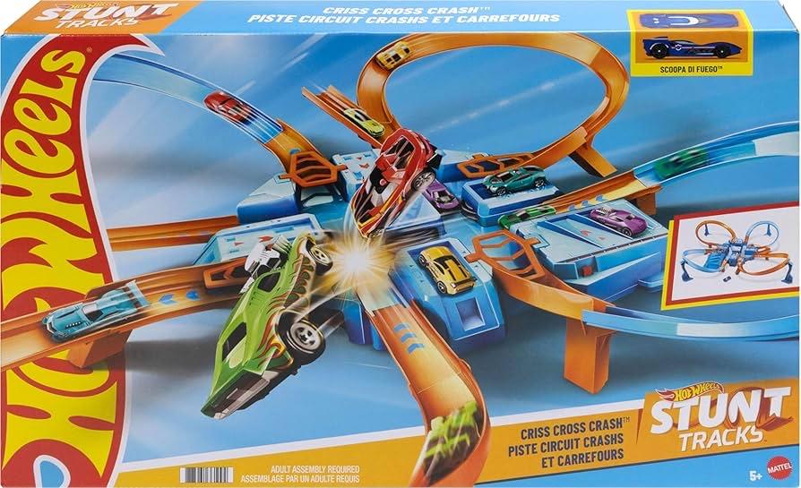 Hot Wheels Criss Cross Crash Racebaan met Loopings, Ophalen, Racebaan, Zo goed als nieuw, Hot Wheels