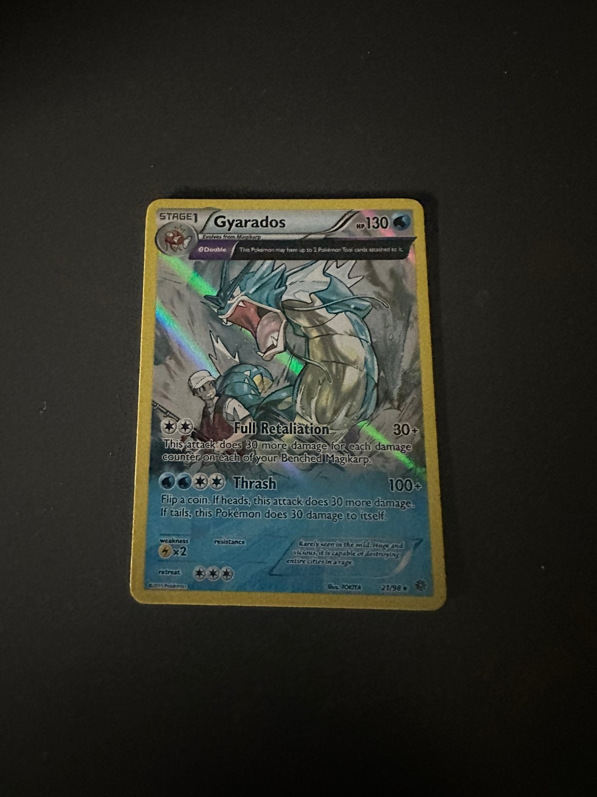 Gyarados reverse holo #21, Ophalen, Zo goed als nieuw, Meerdere kaarten, Foil