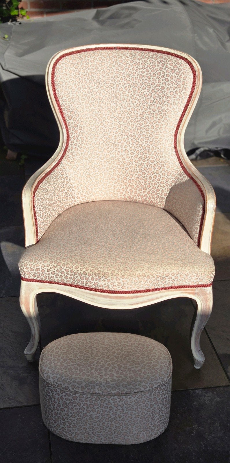 Stijlvolle fauteuil met poef - Luipaardprint, Ophalen, Hout, Minder dan 75 cm, Klassiek, Glamour, Eclectisch