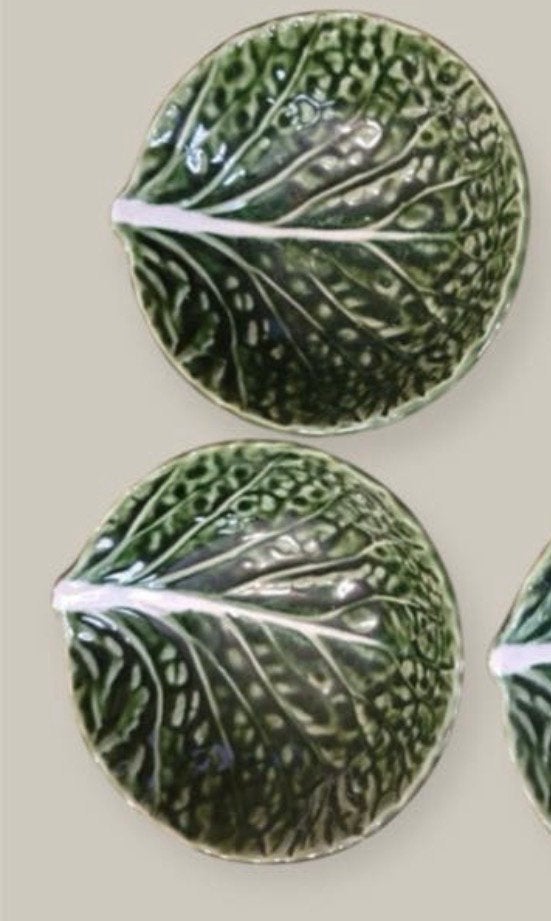 Set 2 vintage koolblad kommen portugese geglazuur faience, Antiek en Kunst, Verzenden