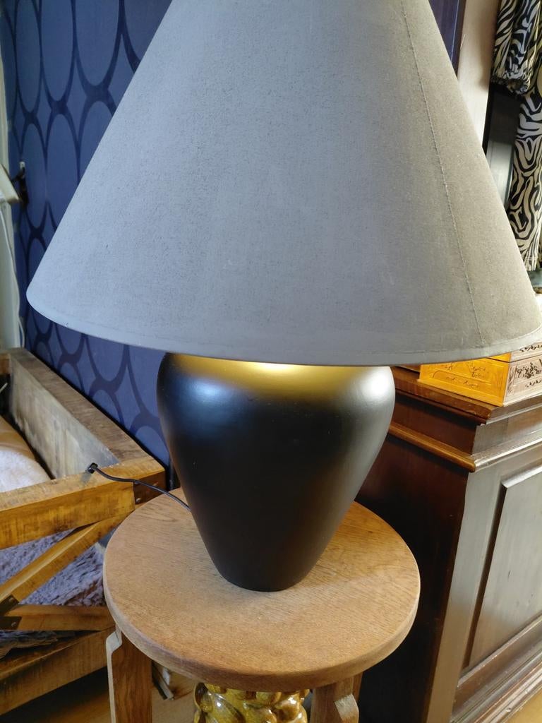Grote matzwarte  kruiklamp inclusief kap stoere sober, Huis en Inrichting, Lampen | Tafellampen, Ophalen, Minder dan 50 cm