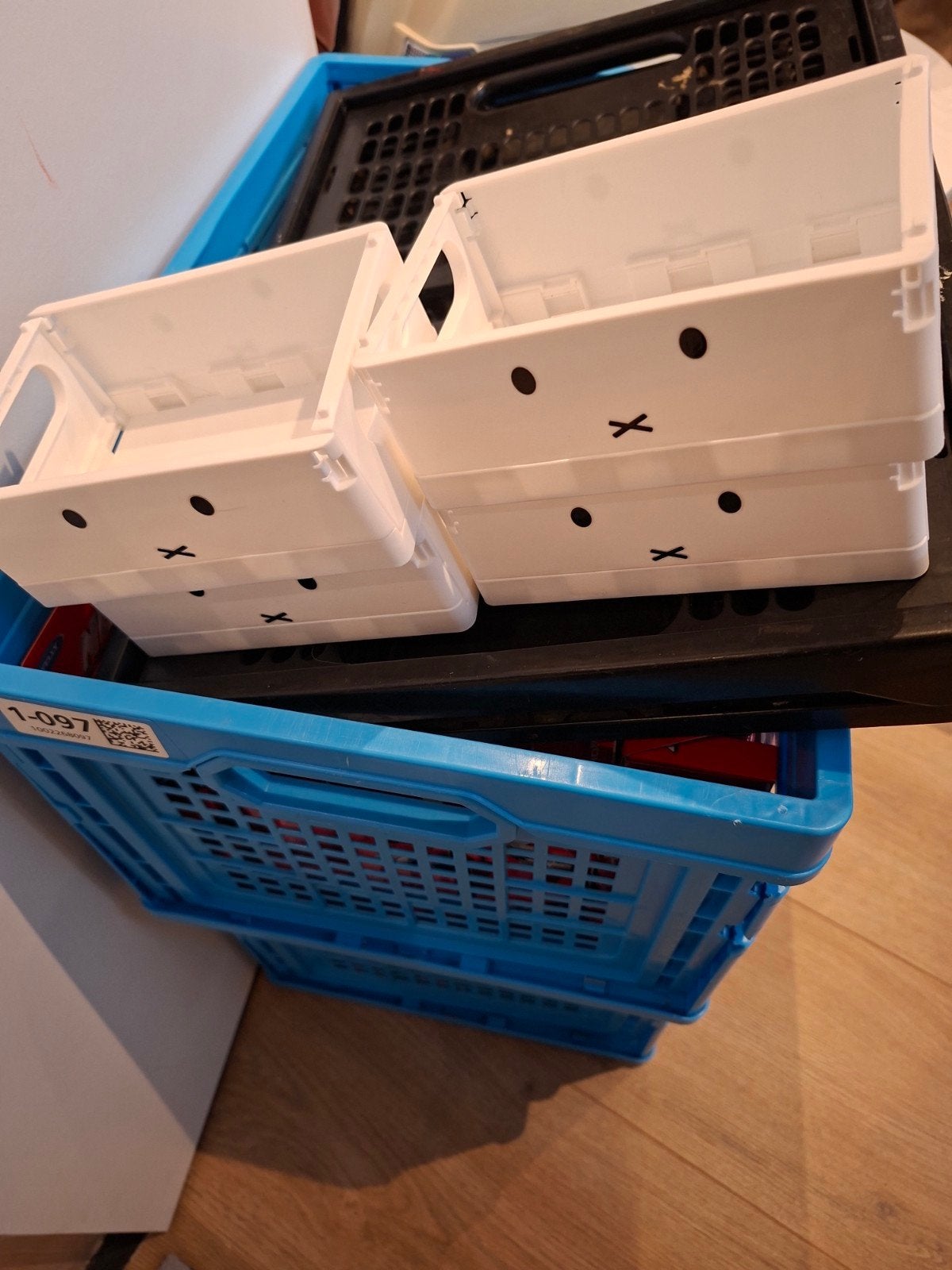 4x Miffy opbergbakjes - wit, inklapbaar, Huis en Inrichting, Ophalen, Zo goed als nieuw