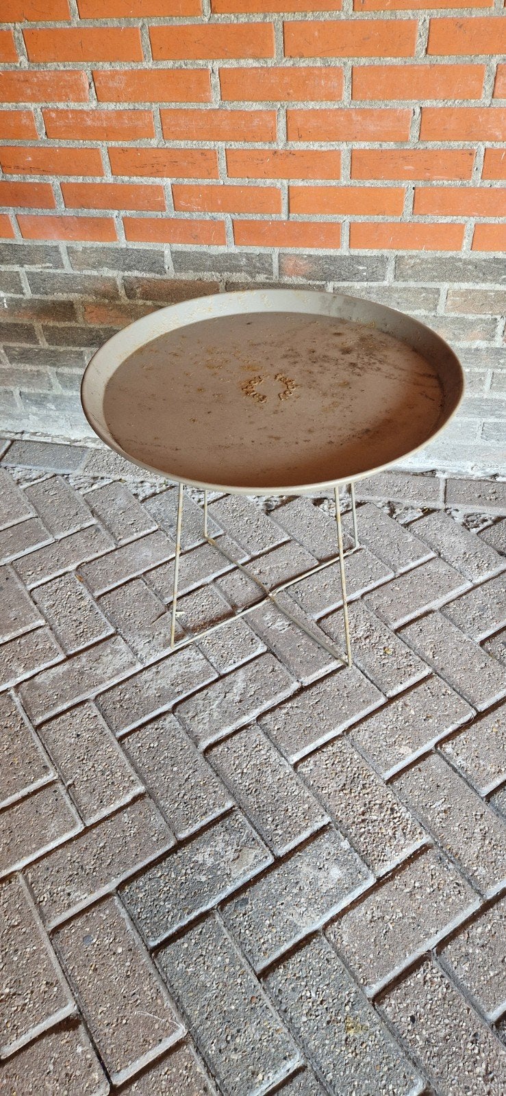 Vintage metal bijzettafel/plantentafel fatboy, Gebruikt, Metaal of Aluminium, 55 tot 75 cm, Ophalen
