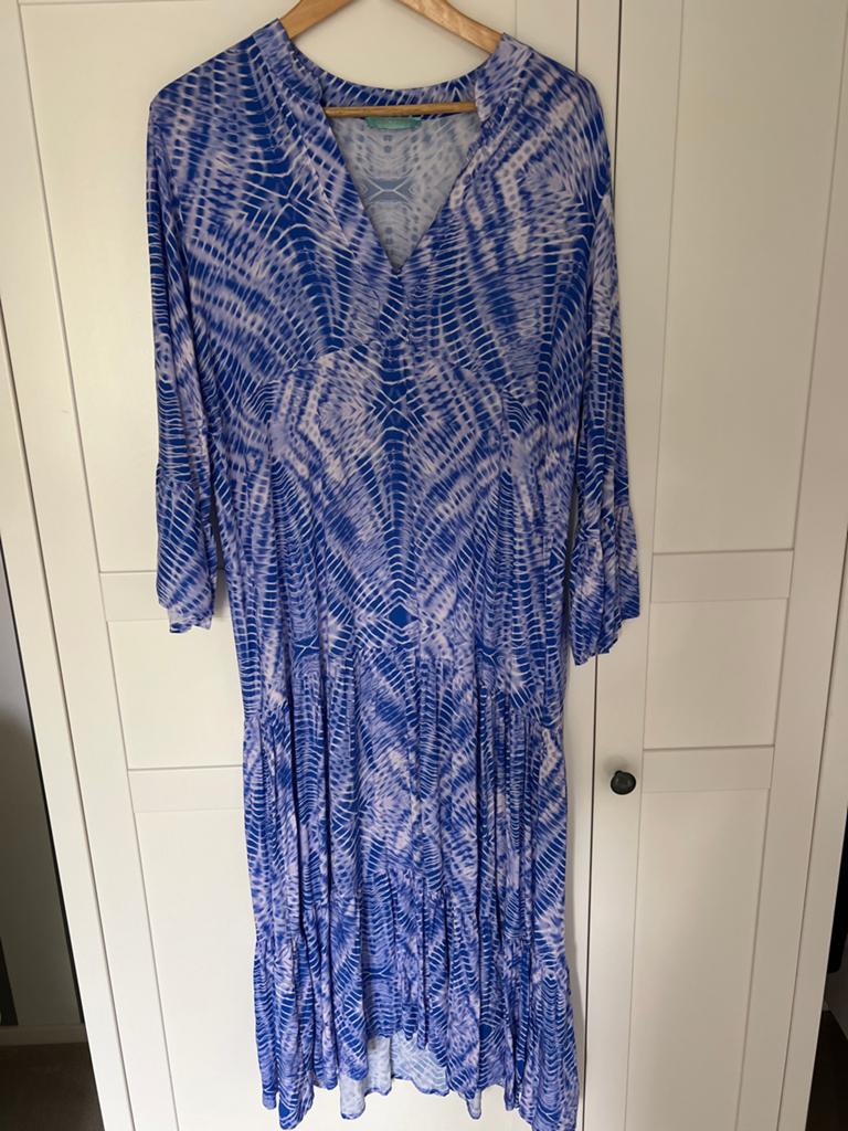 G. Ricceri Blauw/Wit Tie-Dye Jurk - Maat s/M, Kleding | Dames, Maat 38/40 (M), Blauw, Ophalen of Verzenden, Zo goed als nieuw