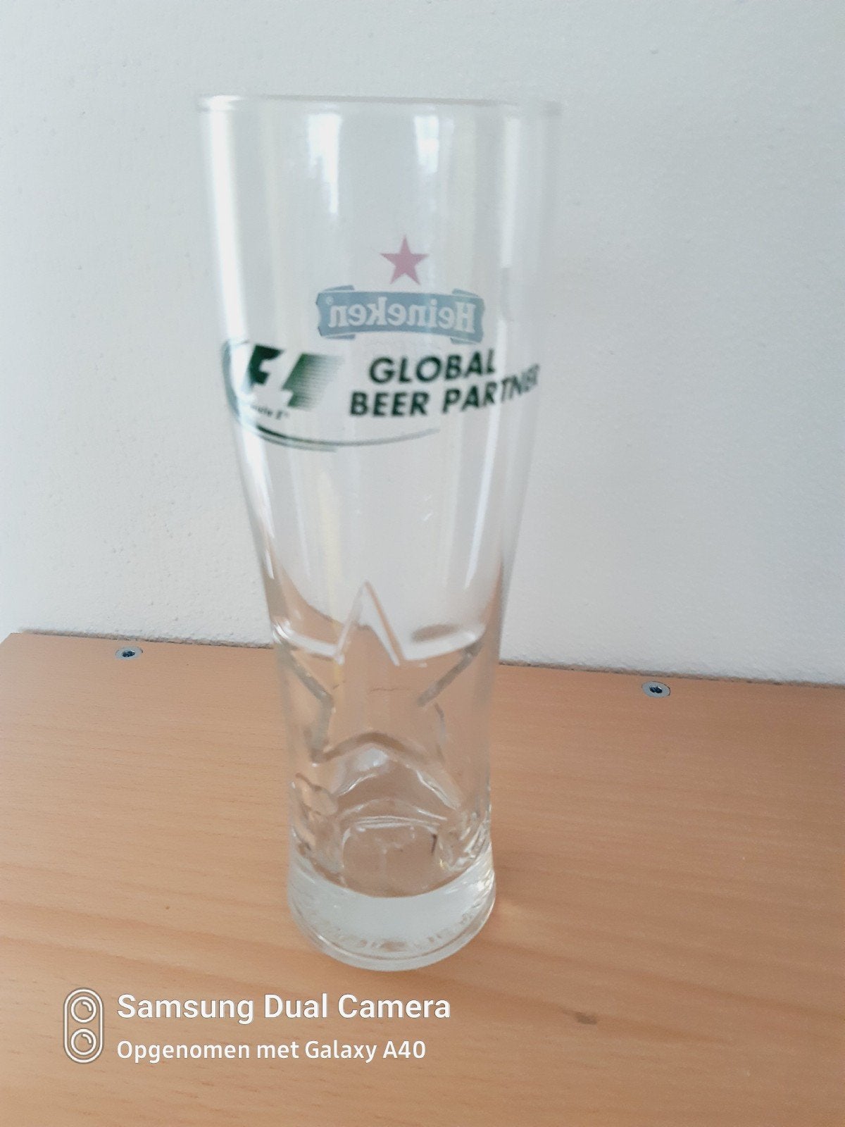 Mooie Heineken dubbel druk glas, Ophalen of Verzenden, Zo goed als nieuw, Glas of Glazen, Heineken