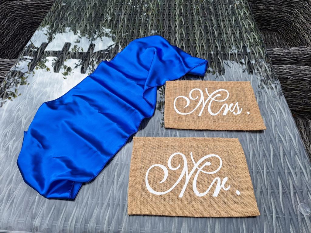 Mr&Mrs + tafellopers, Ophalen of Verzenden, Versiering