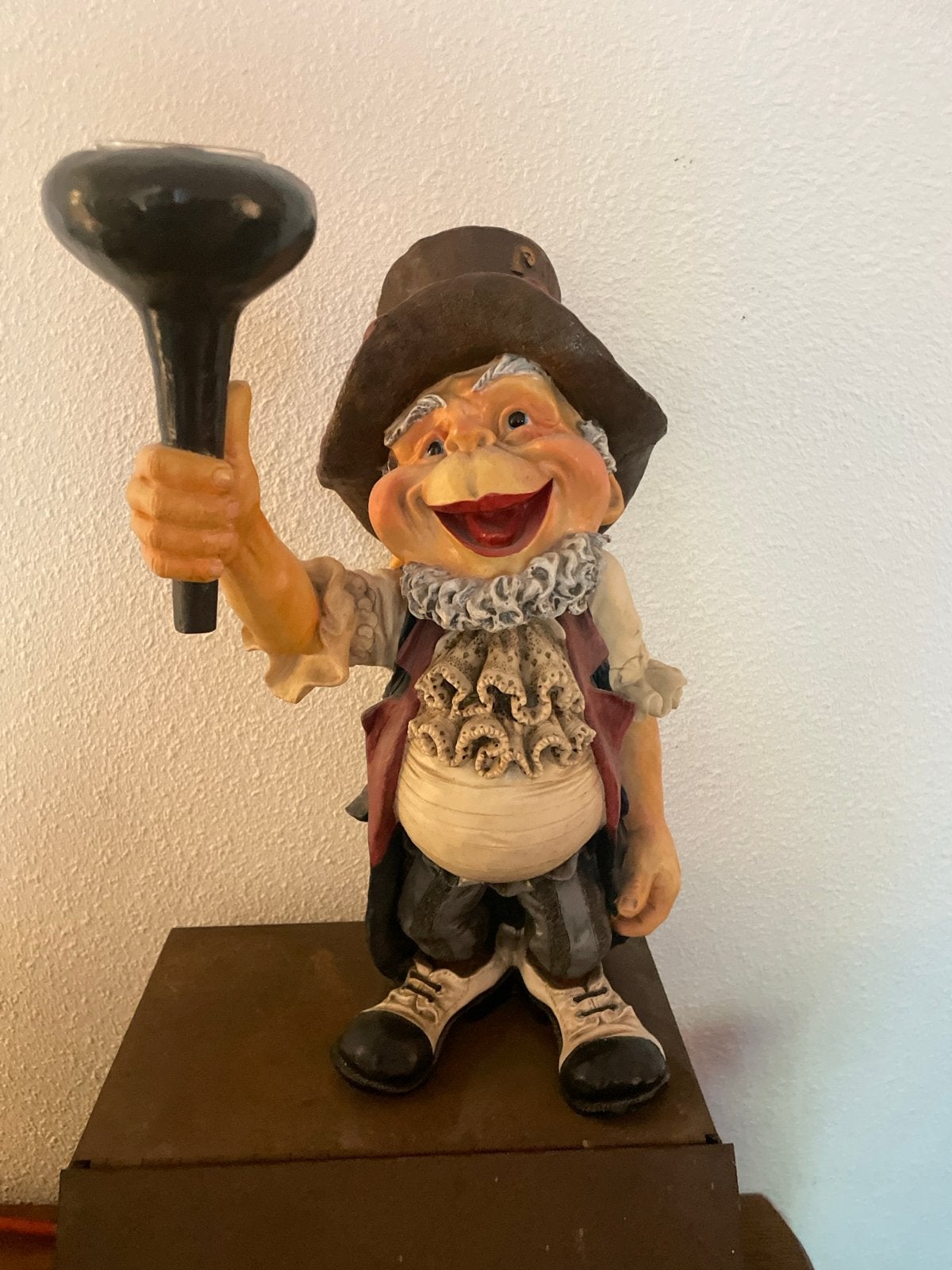 Vrolijke kabouter / laaf kandelaar - 40 cm hoog, Overige materialen, Gebruikt, Meerkleurig, Ophalen of Verzenden
