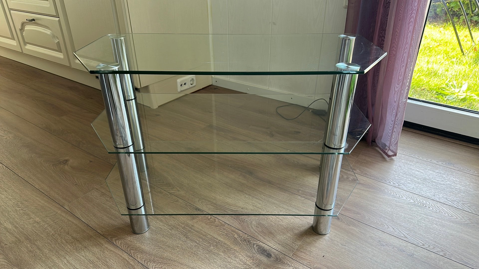 Glazen tv meubel, Ophalen, 50 tot 100 cm, Minder dan 100 cm, Modern