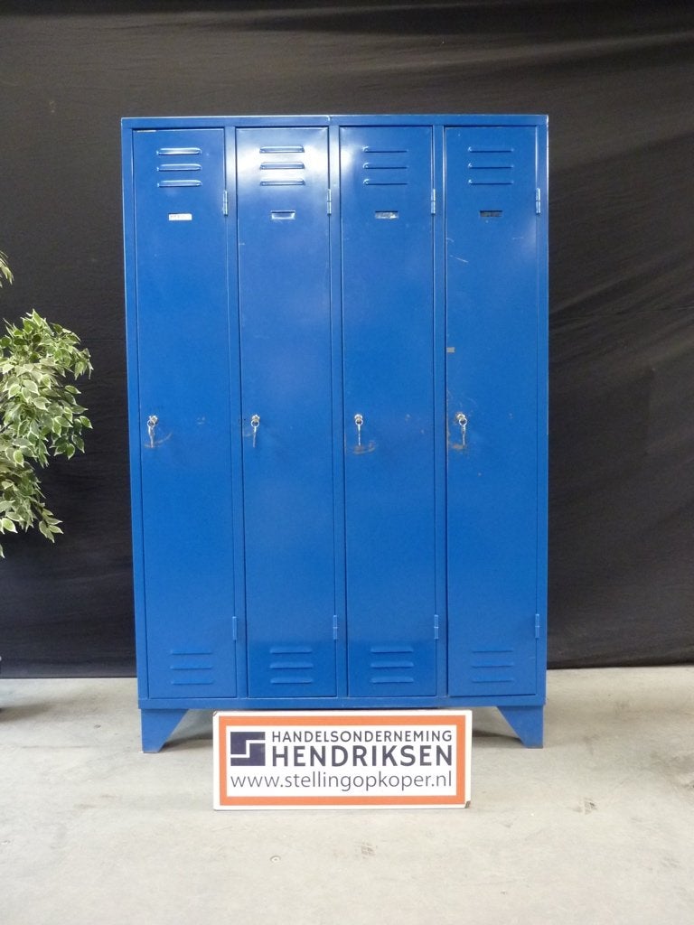 Leuke locker / lockerkast / kledingkast 4 deurs + nieuw slot, Ophalen, Gebruikt, Handelsonderneming Hendriksen, Vintage