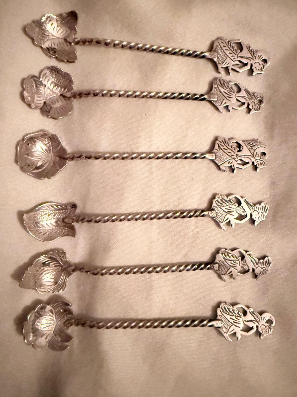 Set van 6 Wajang zilveren lepeltjes, 800 zilver, Ophalen of Verzenden, Zilver