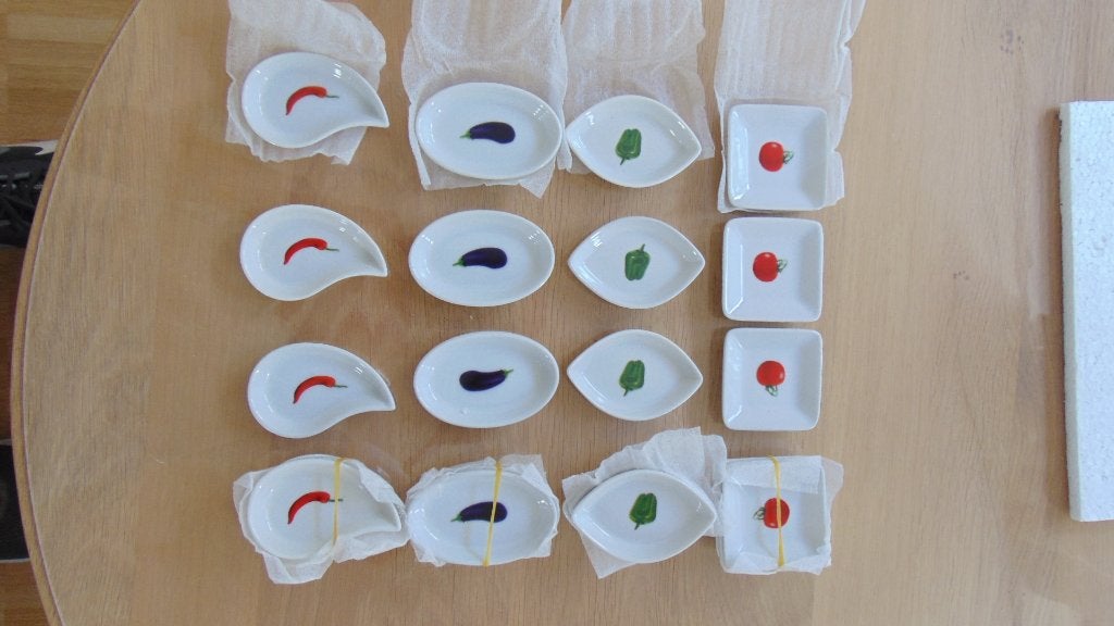 Set van 24 schaaltjes met groente decoratie, Overige merken, Nieuw, Ophalen of Verzenden, Schaal of Schalen