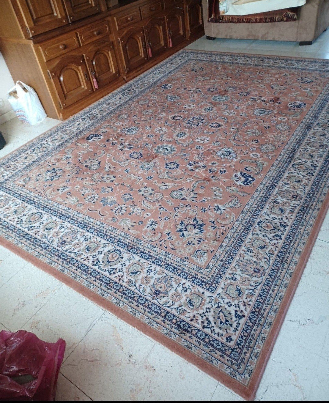 prachtig mega groot XXL vintage oud roze Perzisch tapijt!, Perzisch, 200 cm of meer, Ophalen of Verzenden, Zo goed als nieuw