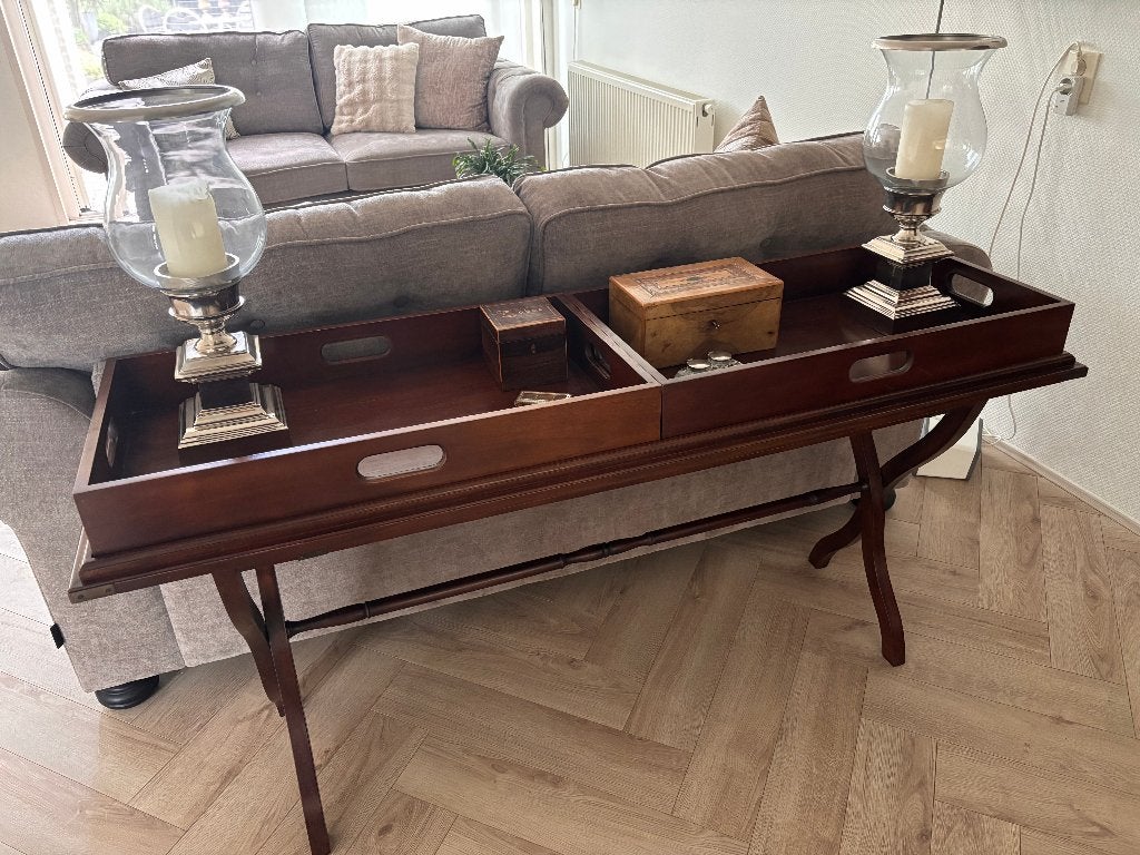Side table / dubbele butlertray van hout., Ophalen