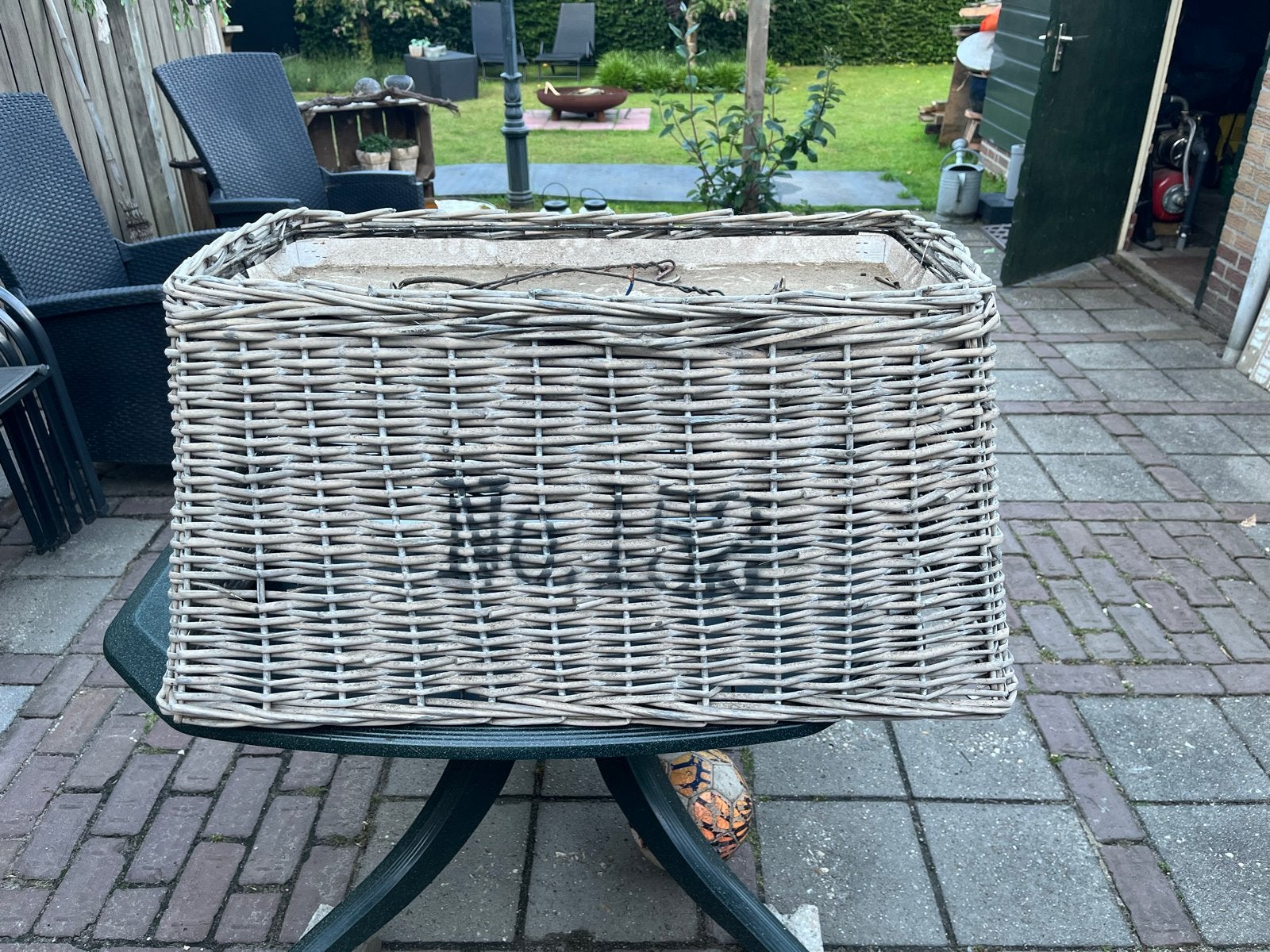 Grijze rieten lampenkap rechthoekig, Ophalen, Gebruikt, Grijs, Rechthoekig