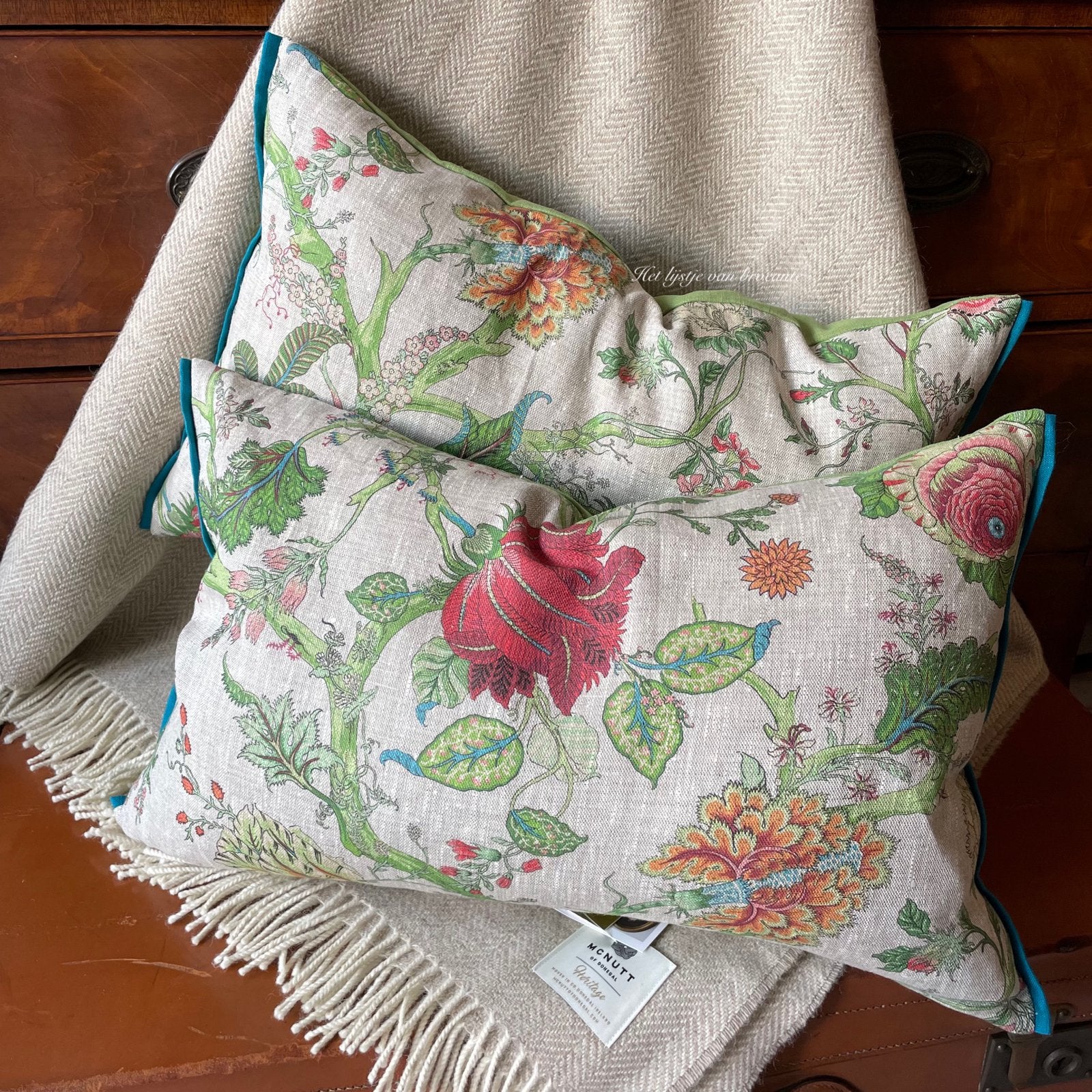 Handgemaakte kussen set Exotic Jacobean, Westdijk 41 3241 GT Middelharnis, Overige kleuren, Info@lijstjevanbrocante.nl, Ophalen of Verzenden