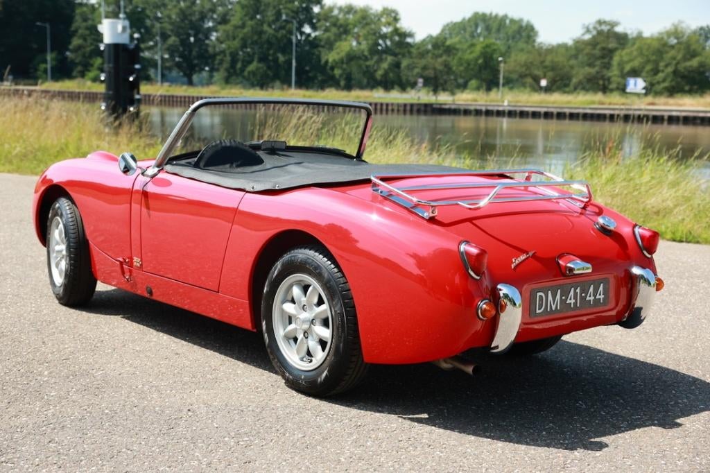 Austin Healey Sprite, 1959, Auto's, Austin, Particulier, Benzine, Cabriolet, Handgeschakeld, Rood, Zwart, Kunstmatig leder, Achterwielaandrijving