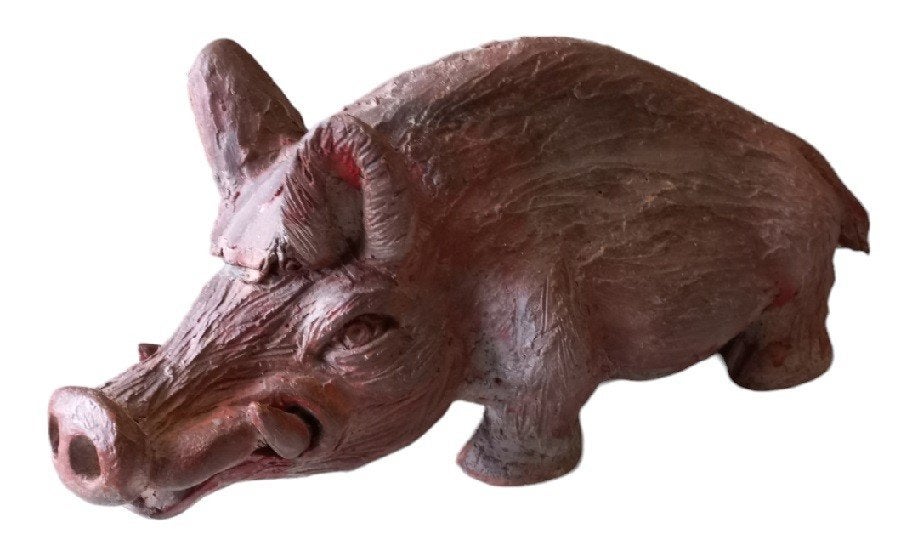 André De Smedt "everzwijn" sculptuur, Ophalen, Natuurlijk materiaal, Beeld, Zoogdier