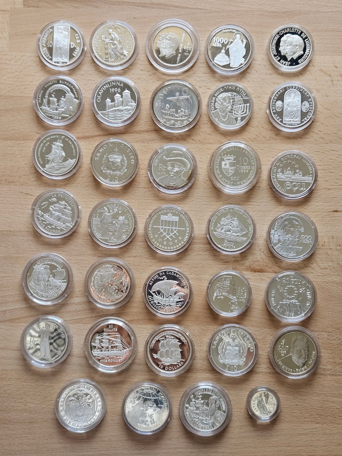 Grote partij zilveren munten. Zilver 925/1000., Ophalen of Verzenden, Overige landen, Setje, Zilver