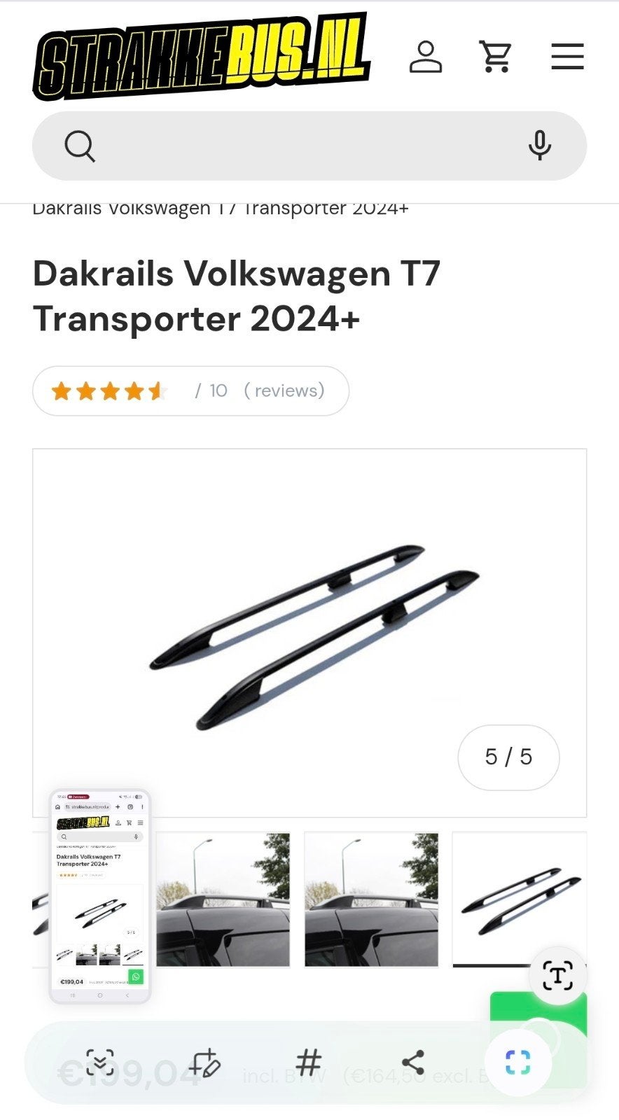 Dakrails VW T7 Transporter L2 - Zwart, Ophalen, Nieuw