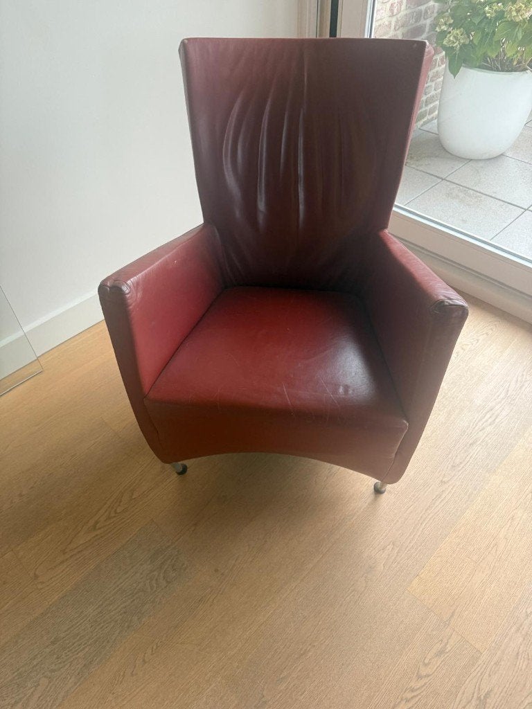 Comfortabele leren fauteuil van Montis - Windy, Ophalen, Gebruikt, 75 tot 100 cm, Modern