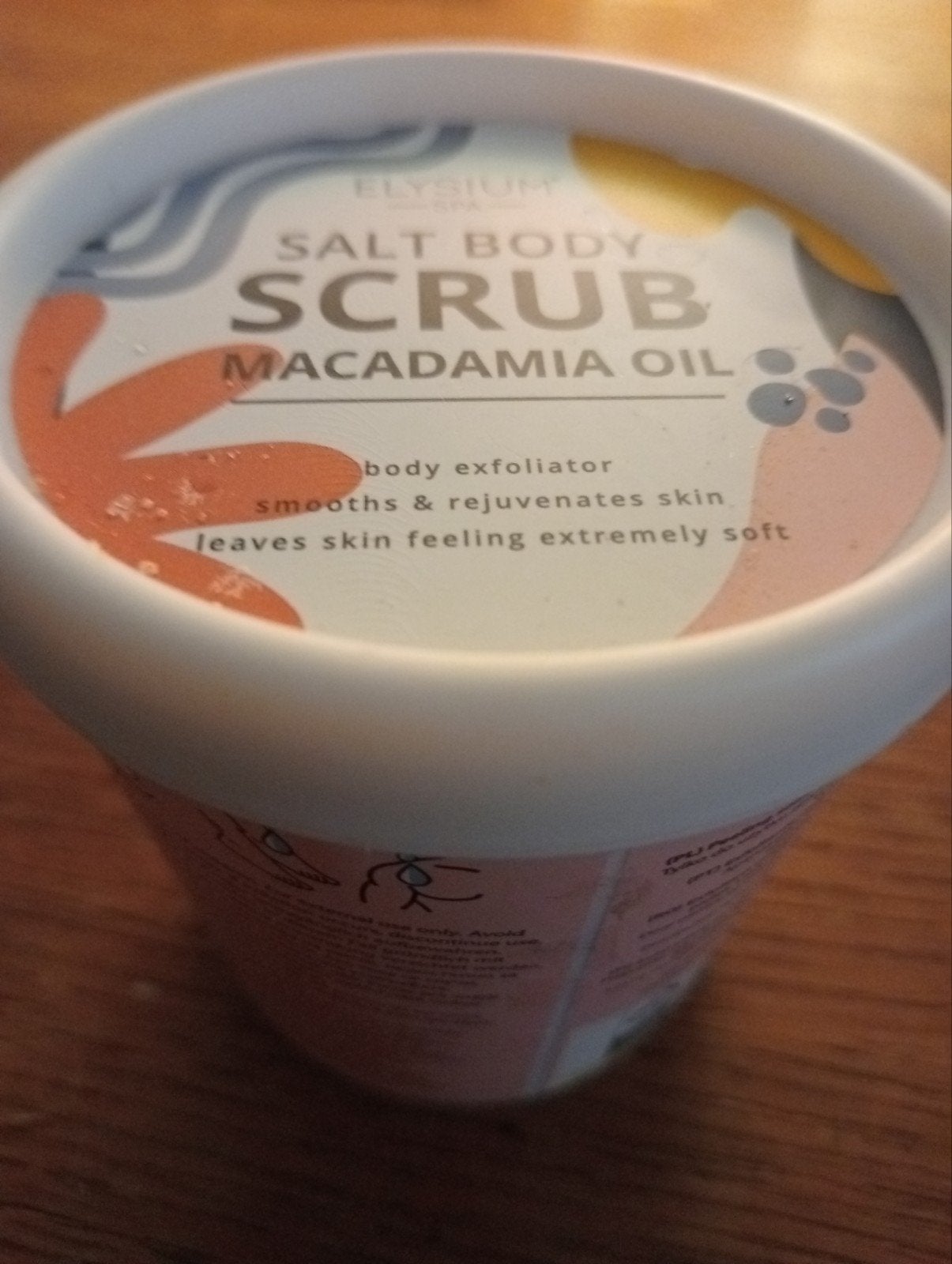 Salt/zout body scrub Elysium, 200 gr., Ophalen of Verzenden, Nieuw, Bad & Douche