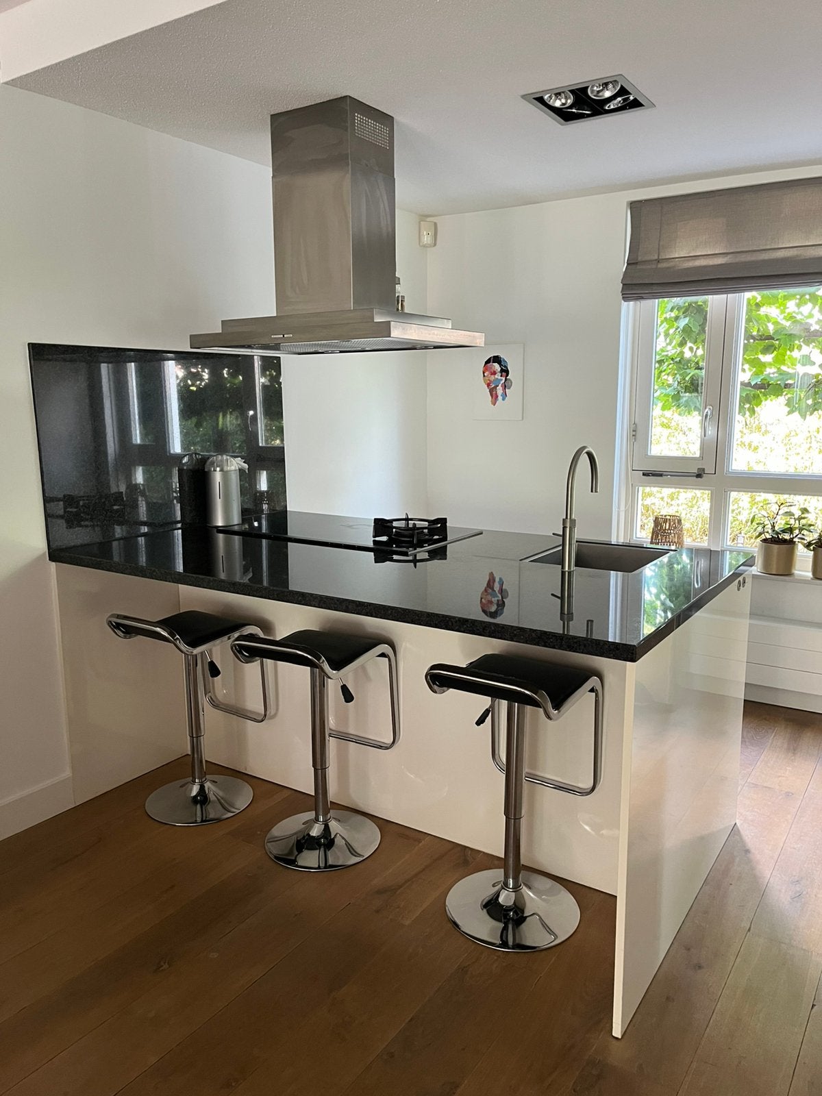 Siematic magnolia wit keuken met eiland en natuursteen blad, Ophalen, Wit, Overige typen, Graniet of Steen