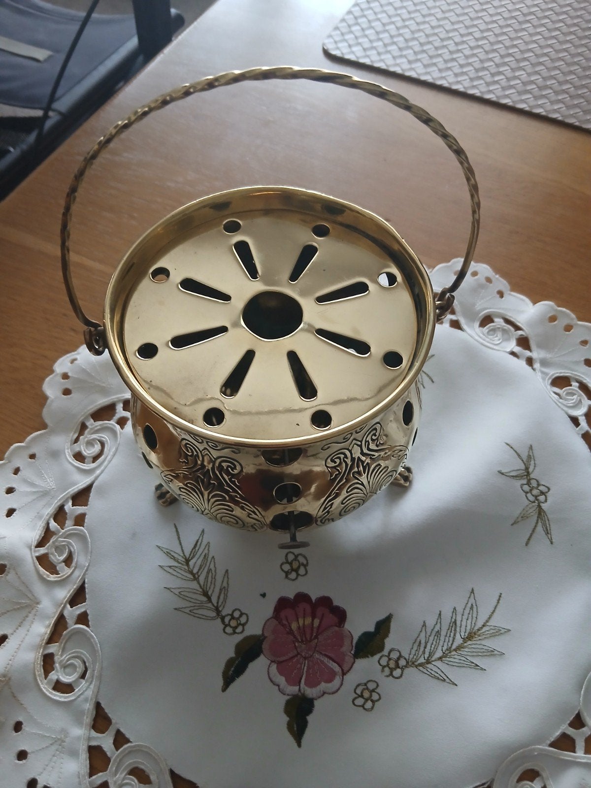 Vintage Koperen Theelicht Houder met Handvat, Antiek en Kunst, Ophalen, Koper