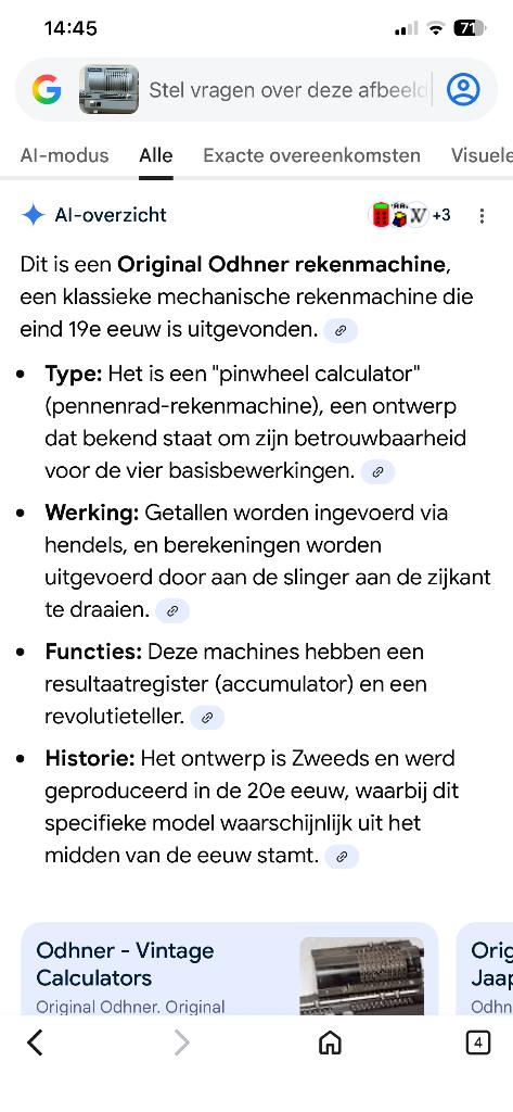 Original klassieke Odhner rekenmachine, Ophalen of Verzenden, Gebruikt