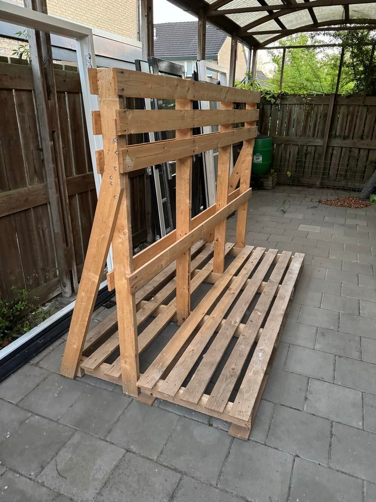 Stevige houten kozijnbok voor transport, Ophalen, Zo goed als nieuw, Plank, 50 mm of meer