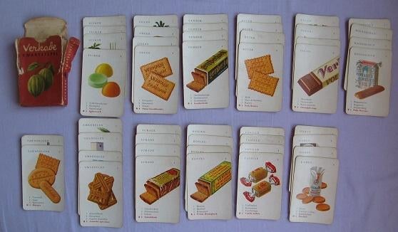 Oud Verkade kwartetspel met 12 kwartetten (en spelregels), Ophalen of Verzenden, Gebruikt, Kwartet(ten)