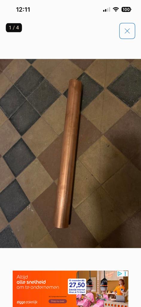 Koperen buis 42 mm, Overige materialen, Nieuw, Ophalen of Verzenden, Minder dan 2 meter