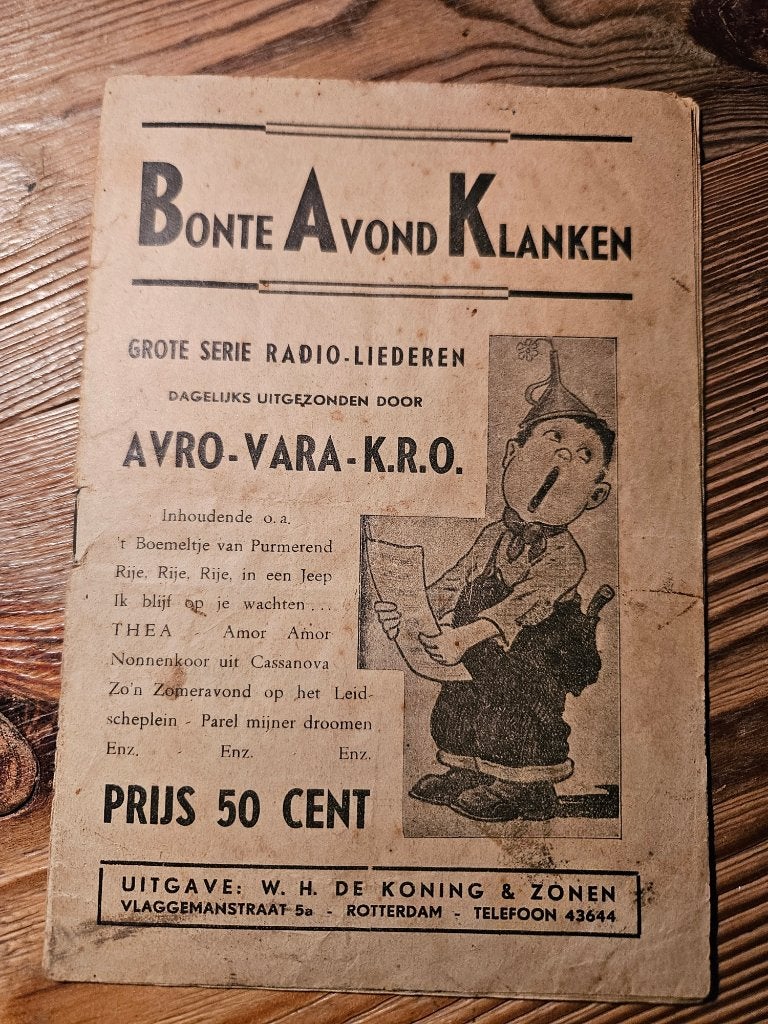 oud uitgave 'Bonte Avond Klanken' radioliederen, Ophalen of Verzenden, Overige typen