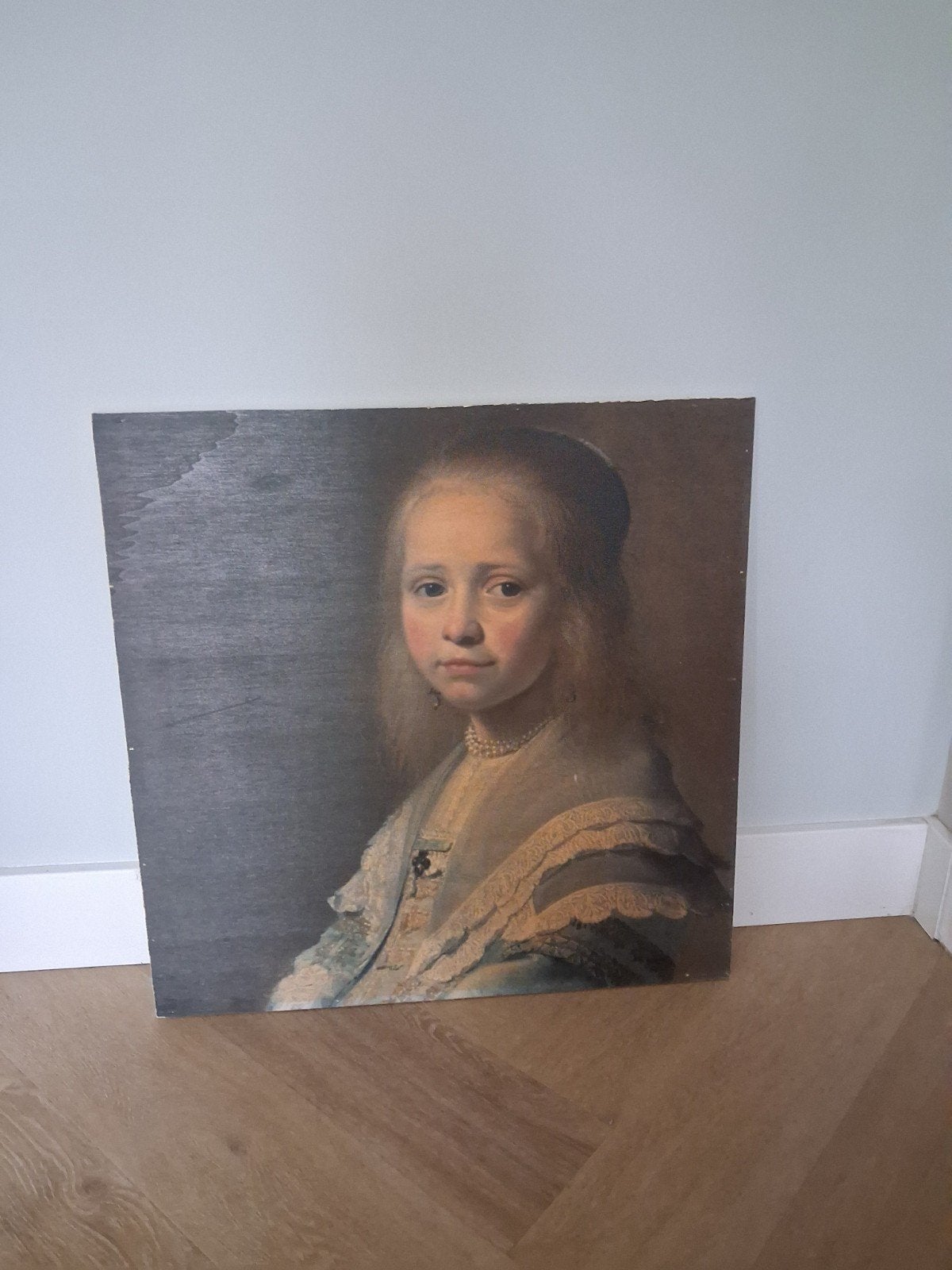 klassiek,brocant schilderij, meisje in het blauw, Ophalen, 50 tot 75 cm, Schilderij