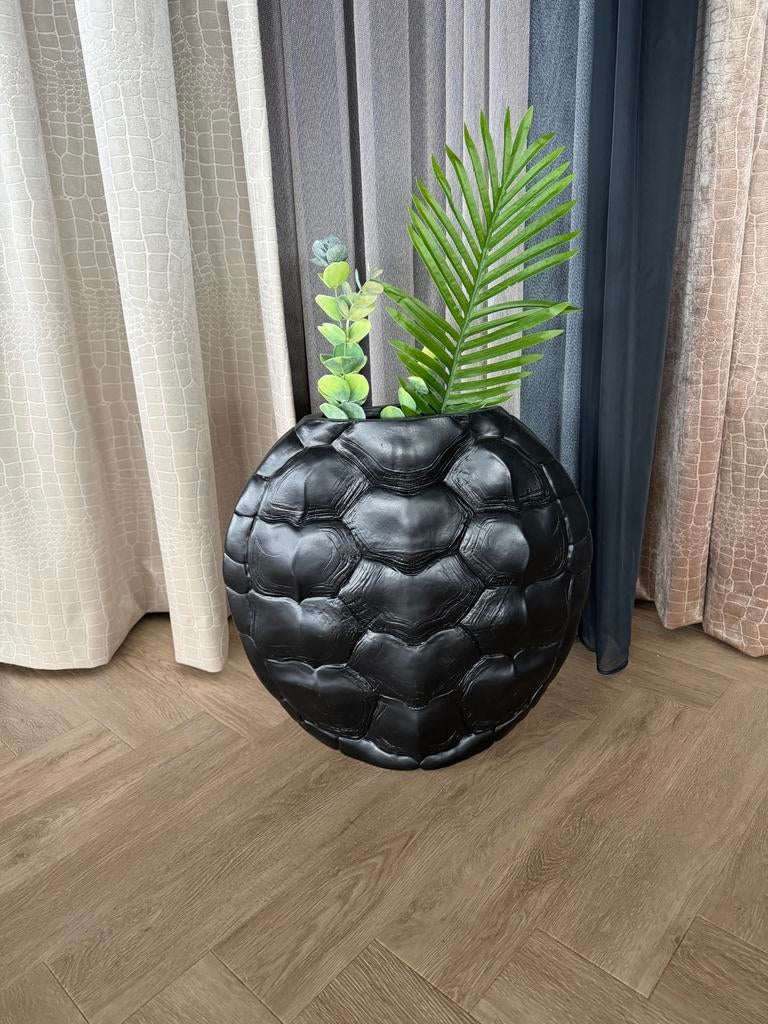 Nieuwe Zwarte Turtle Vaas - 51x14x50 cm, Overige materialen, 50 tot 75 cm, Zwart, Nieuw