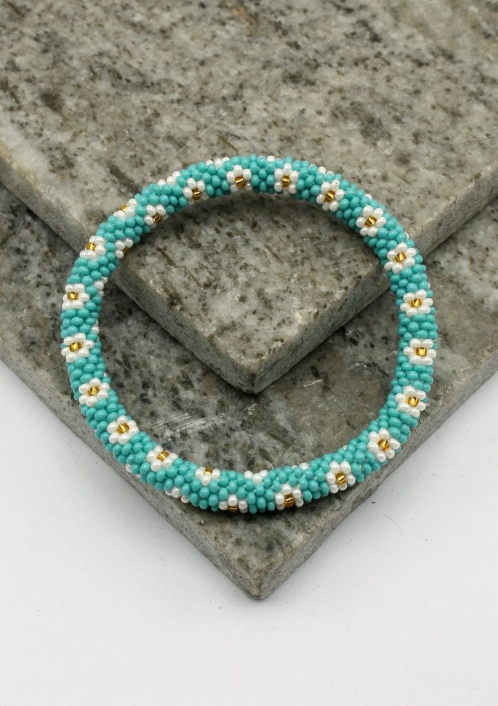 Glaskralen armband - oceaanblauw - RB141, Overige materialen, Overige kleuren, Verzenden, Nieuw