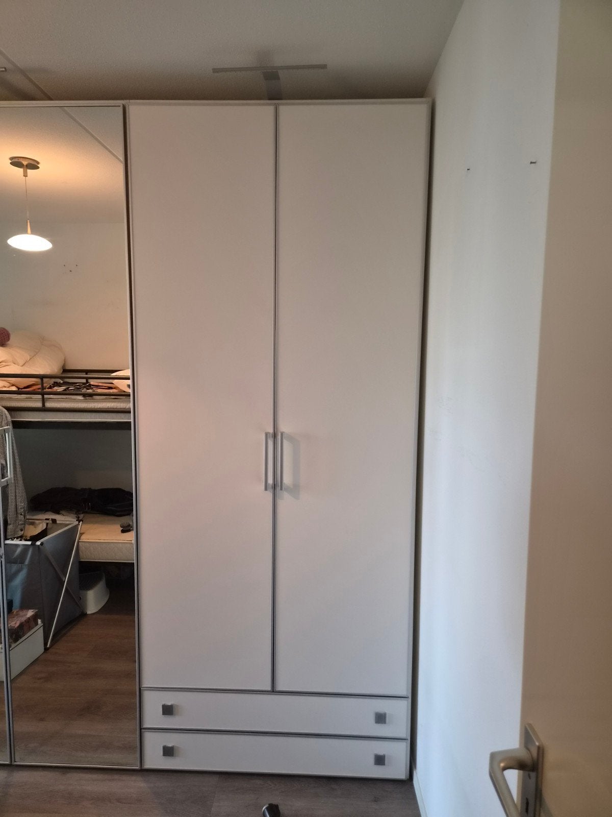 Grote kledingkast met spiegeldeuren Eijerkamp, Ophalen, Gebruikt, 200 cm of meer, Met lade(s)
