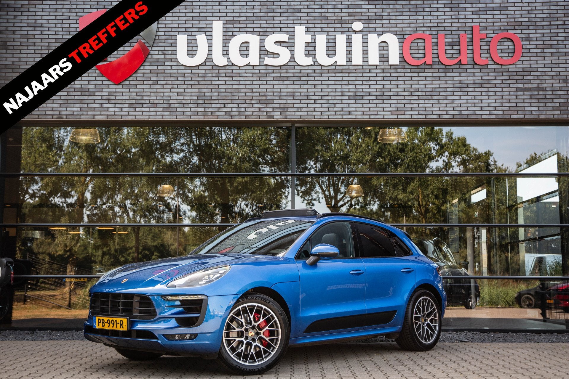 Porsche Macan 3.0 GTS , Sport-Chrono, Luchtvering, Trekhaak,, Auto's, Automaat, Lichtsensor, Gebruikt, Blauw