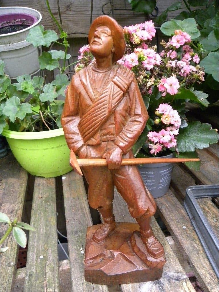 Oostenrijks Klimmer 1957, Antiek en Kunst, Ophalen of Verzenden, 20 - 50 cm, Beeld, Hout