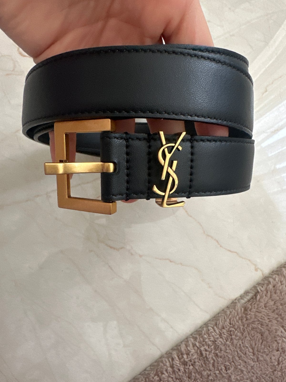 Saint Laurent Smalle Monogram Riem van Kalfsleer 75-80cm, Minder dan 3 cm, Minder dan 80 cm, Tailleriem, Ophalen of Verzenden