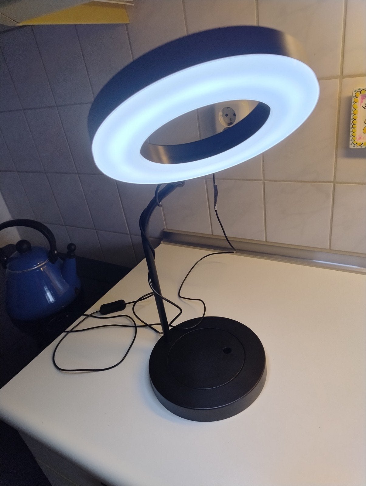 IKEA LÅNESPELARE LED Ringlamp - Zwart, Zo goed als nieuw, Ophalen, Bureaulamp, Zo goed als nieuw, Zwart