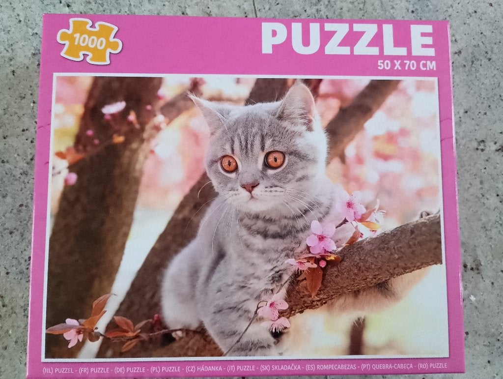 Puzzle kat in boom 1000 stukjes, Ophalen of Verzenden, 500 t/m 1500 stukjes, Gebruikt, Legpuzzel