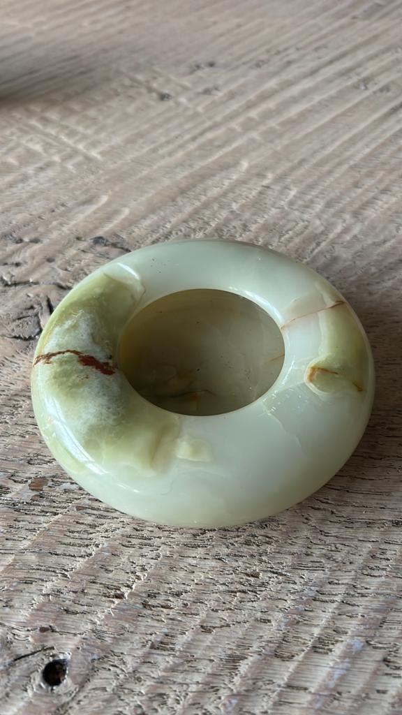 Vintage groen onyx / albast asbakje • Mid Century • jaren 70, Ophalen of Verzenden