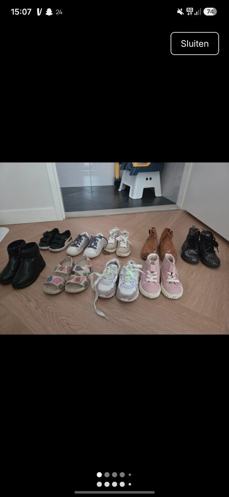 9 paar kinderschoenen maat 20 t/m 25, Ophalen of Verzenden, Gebruikt, Jongen of Meisje, Schoenen