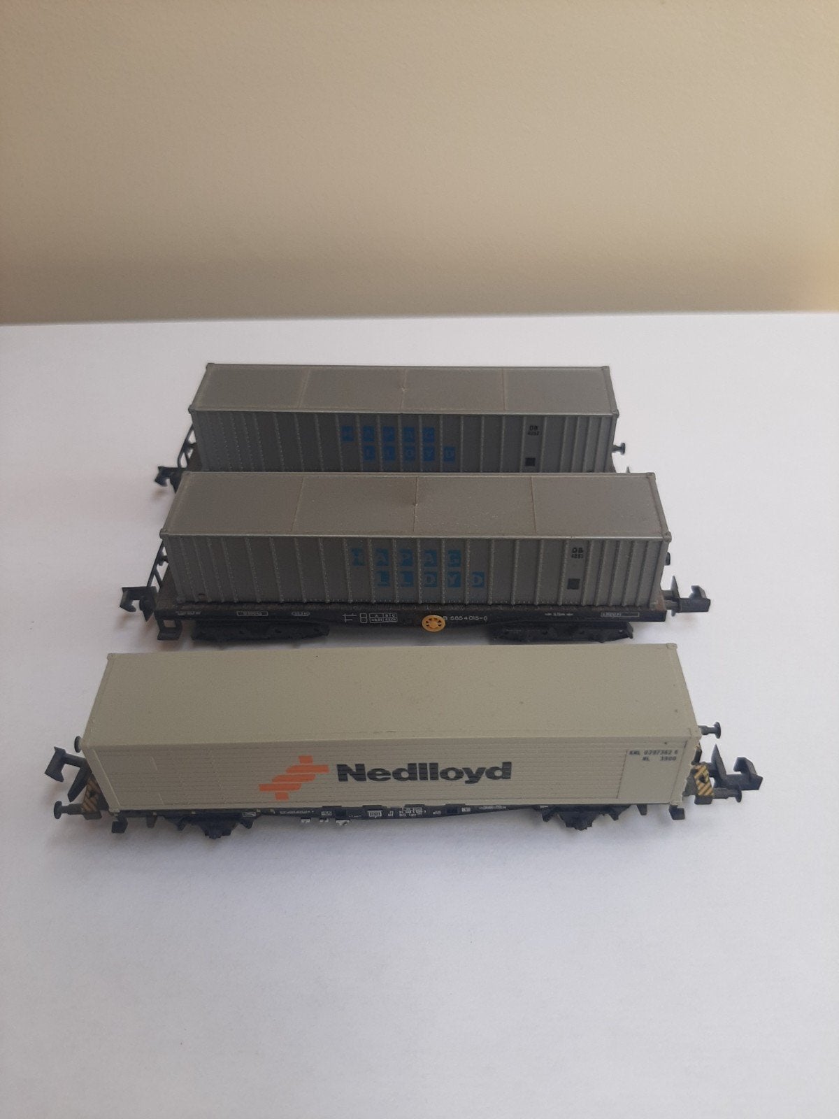 Set van 3 Hapag-Lloyd en Nedlloyd wagons - Zo goed als nieuw, Overige merken, Gelijkstroom of Wisselstroom, Wagon, Ophalen of Verzenden