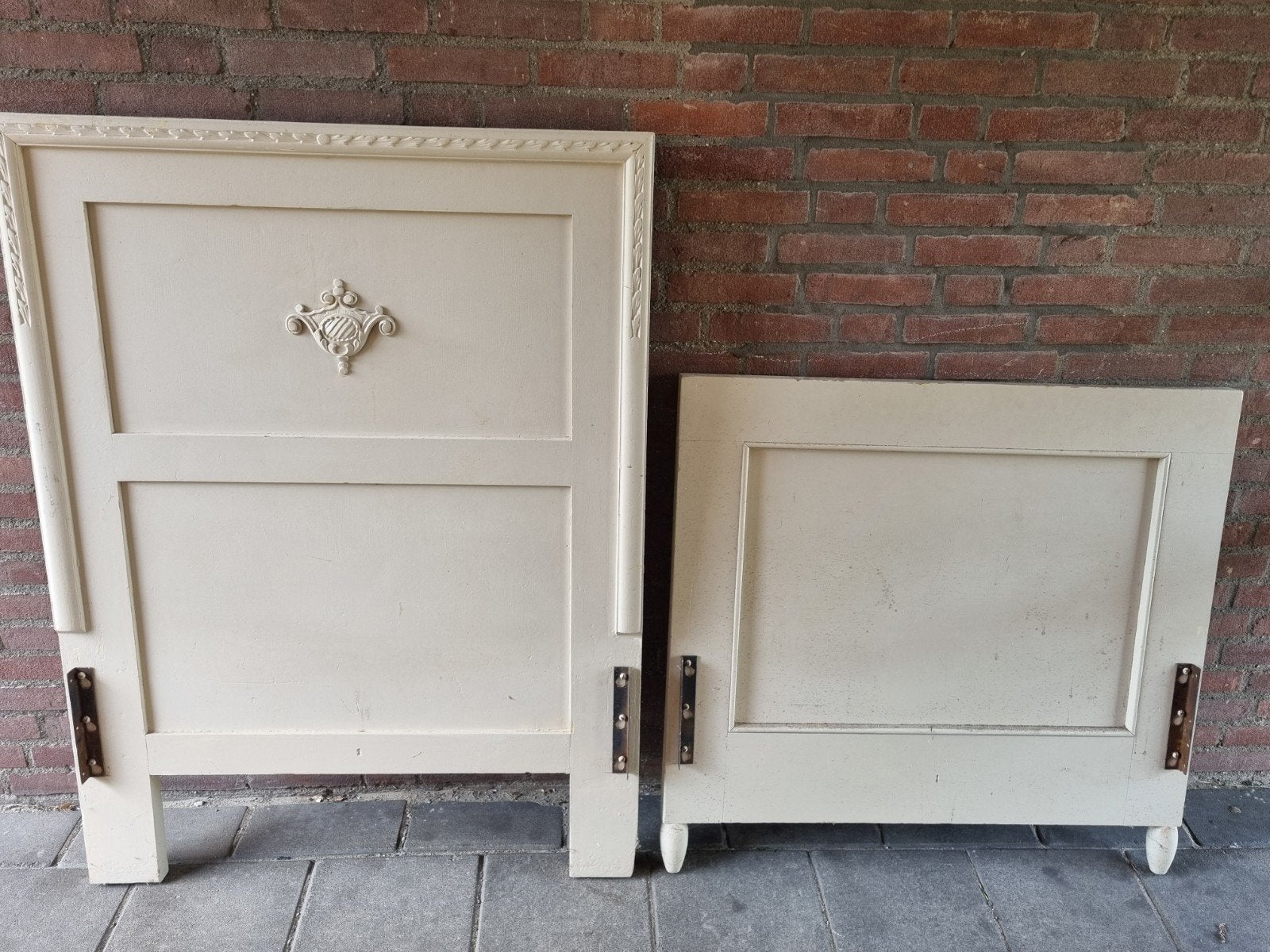 Antieke bedfronten crèmekleurig - Hoofdeinde & Voeteneinde, Ophalen