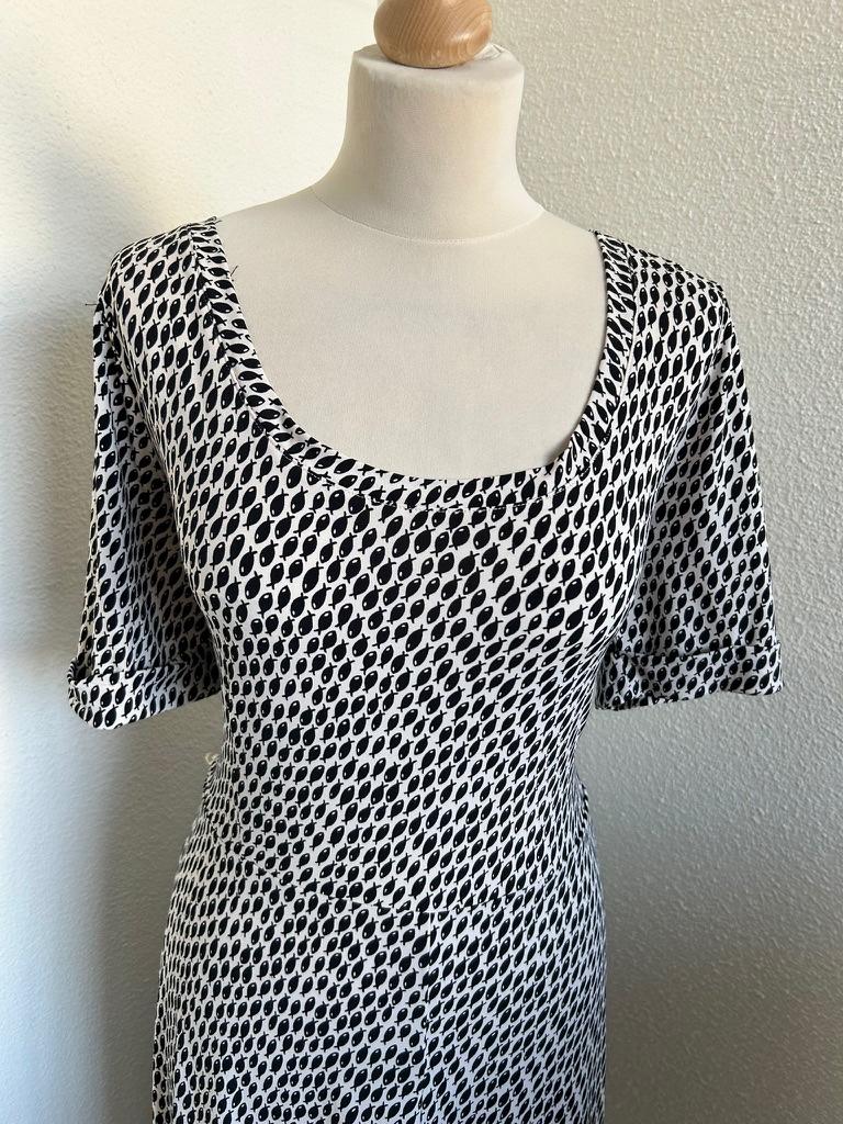 King Louie maat XL zwart witte visjes swing jurk 3113, Zwart, Maat 46/48 (XL) of groter, Ophalen of Verzenden, Zo goed als nieuw