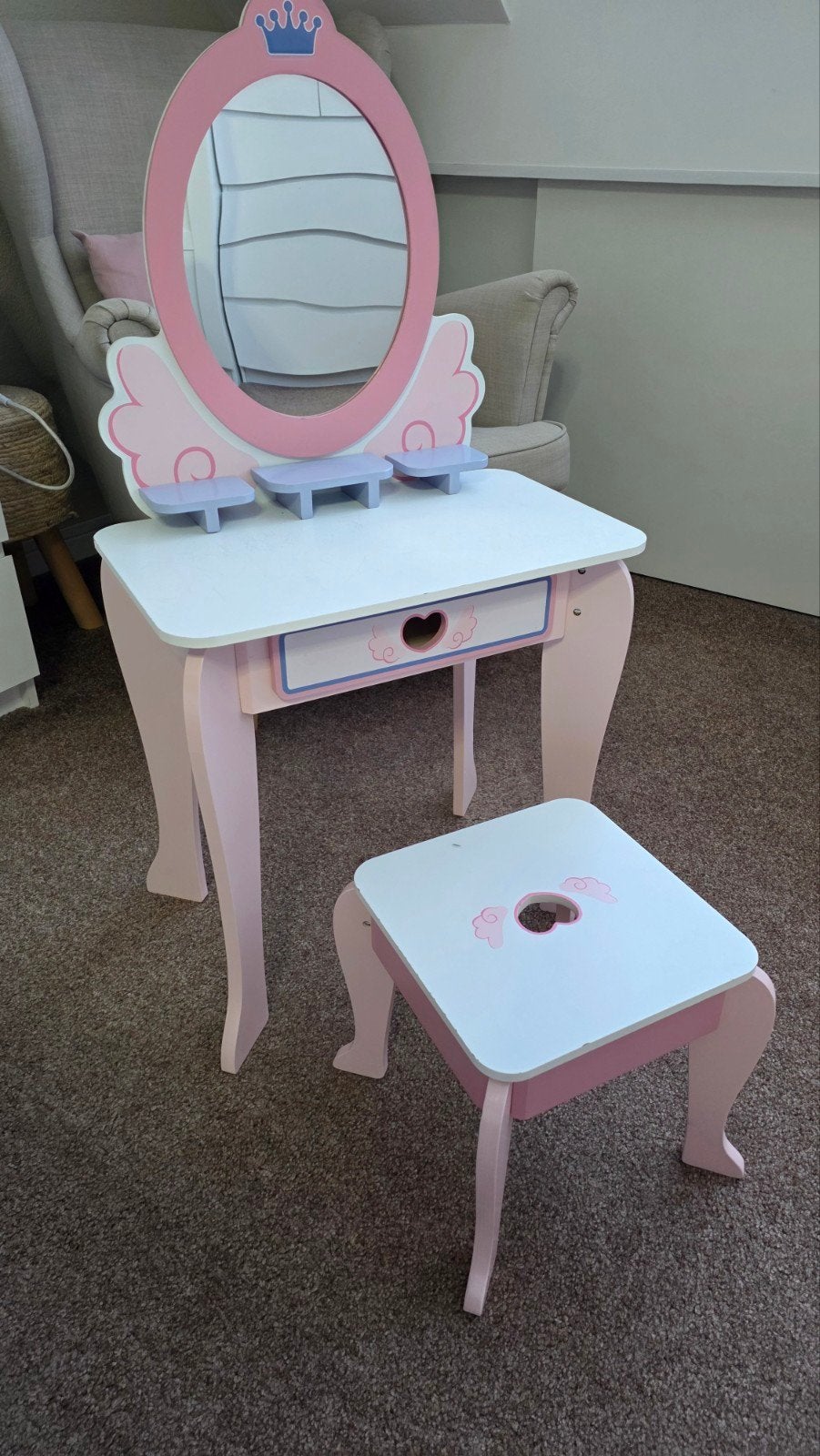Prinsessen kaptafel met krukje voor kinderen, Kinderen en Baby's, Kinderkamer | Tafels en Stoelen, Ophalen, Gebruikt, Tafel(s) en Stoel(en)